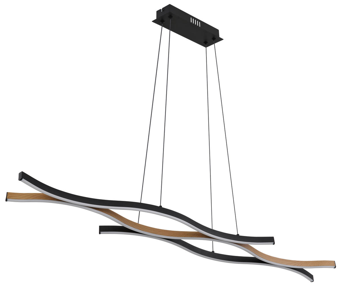 LED-HÄNGELEUCHTE 108/18/120 cm   - Opal/Schwarz, MODERN, Kunststoff/Metall (108/18/120cm) - Globo