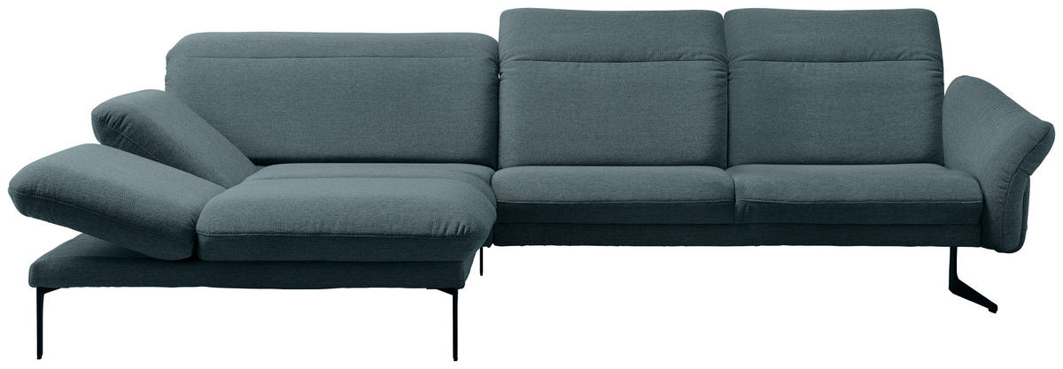 ECKSOFA in Webstoff Hellblau  - Anthrazit/Hellblau, Design, Textil/Metall (203/299cm) - Himolla