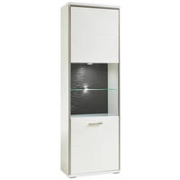 VITRINE in Grau, Silberfarben, Weiss, Weiss Hochglanz  - Weiss Hochglanz/Weiss, Design, Glas/Holzwerkstoff (64/201/38cm) - Livetastic