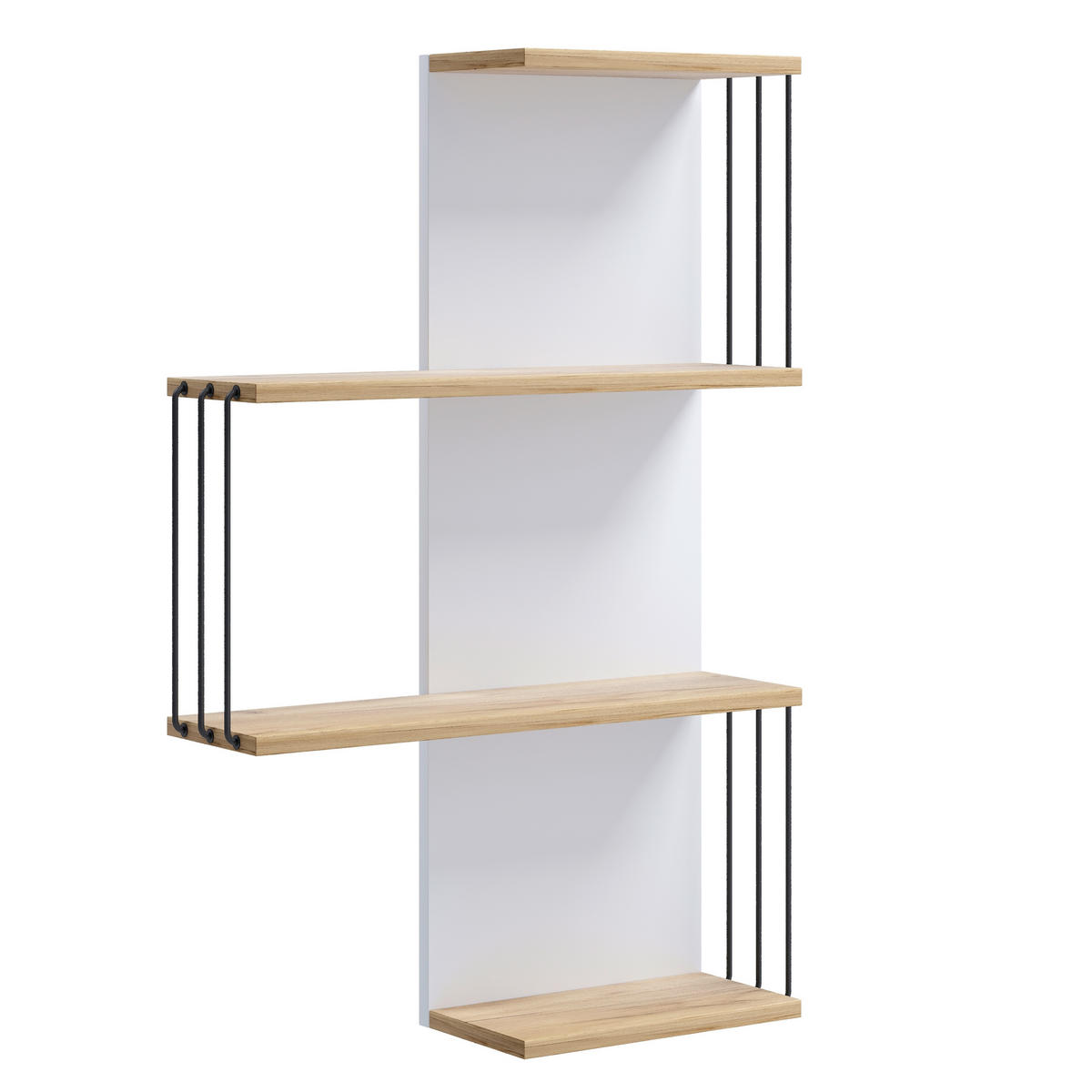 Poliță De Perete 68/98/19 cm, alb, culoare lemn stejar  - alb/culoare lemn stejar, Design, material pe bază de lemn (68/98/19cm) - Livetastic