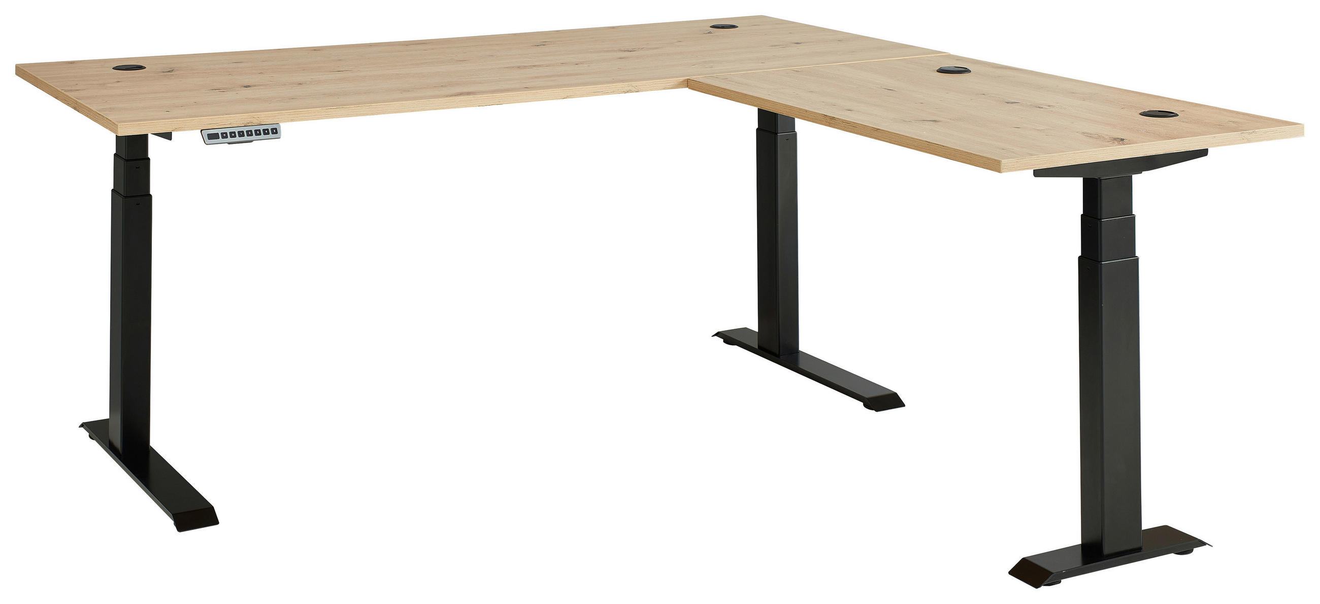 SAROKÍRÓASZTAL  - grafitszürke/Artisan tölgy, Modern, faalapú anyag/fém (185/64/177cm) - Voleo