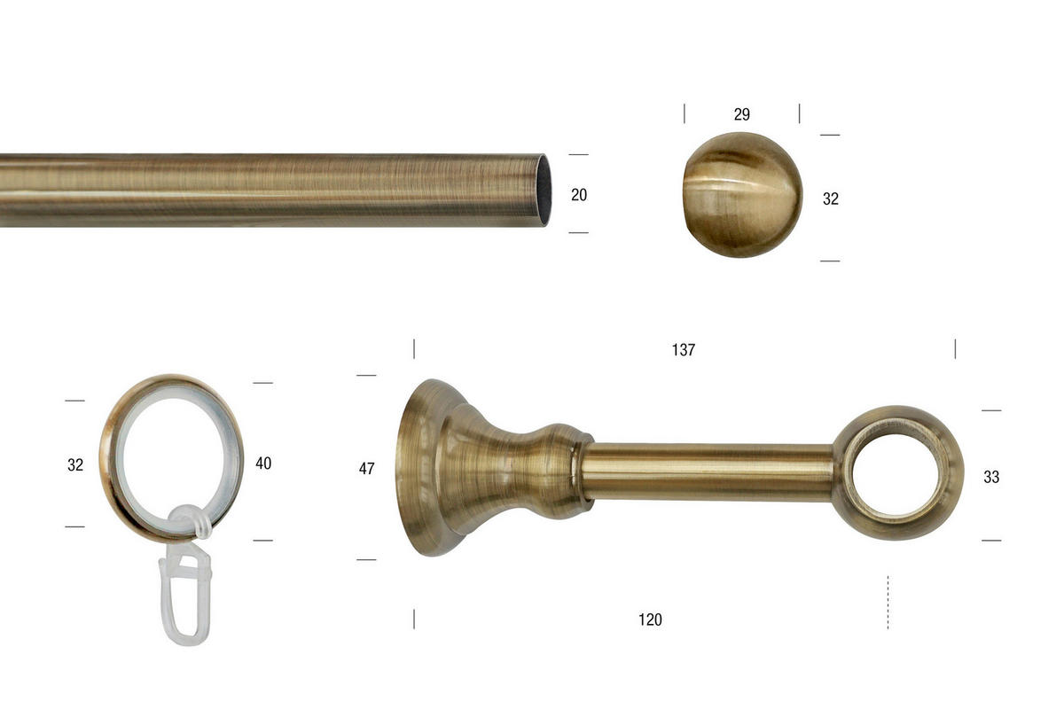 RUNDSTANGENGARNITUR  440 cm  - Messingfarben, Basics, Metall (440cm)