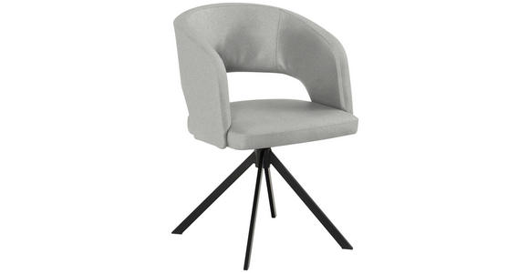 ARMLEHNSTUHL  Stoffauswahl, Sitzfläche 360° drehbar, inklusive Armlehnen, automatische Rückholfunktion Samt  - Creme/Schwarz, KONVENTIONELL, Textil/Metall (56/84/59cm) - Moderano