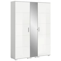 GARDEROBENSCHRANK Prego  in 140/191/37 cm  - Weiß Hochglanz/Weiß, Design, Glas/Holzwerkstoff (140/191/37cm) - Xora