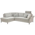 ECKSOFA Ecru Webstoff Schlaffunktion, Matratze  - Ecru/Schwarz, KONVENTIONELL, Textil/Metall (201/277cm) - Dieter Knoll