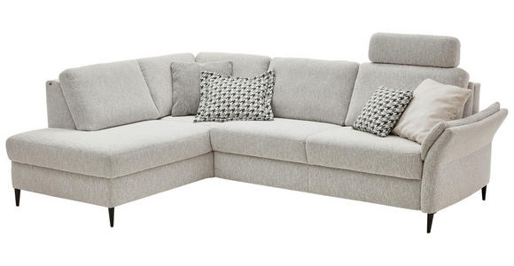 ECKSOFA Ecru Webstoff Schlaffunktion, Matratze  - Ecru/Schwarz, KONVENTIONELL, Textil/Metall (201/277cm) - Dieter Knoll
