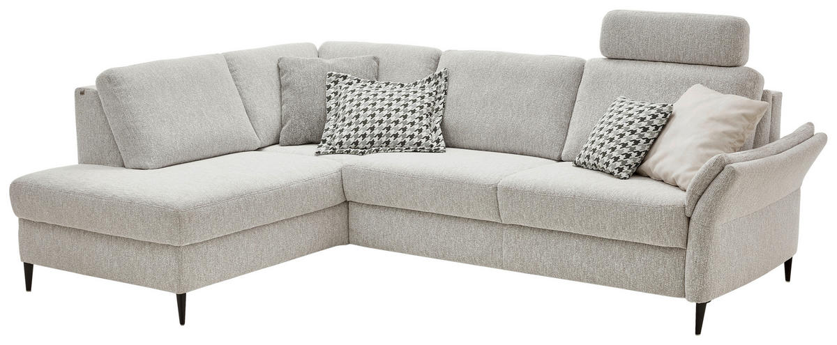 ECKSOFA Webstoff Ecru  - Ecru/Schwarz, Konventionell, Textil/Metall (201/277cm) - Dieter Knoll