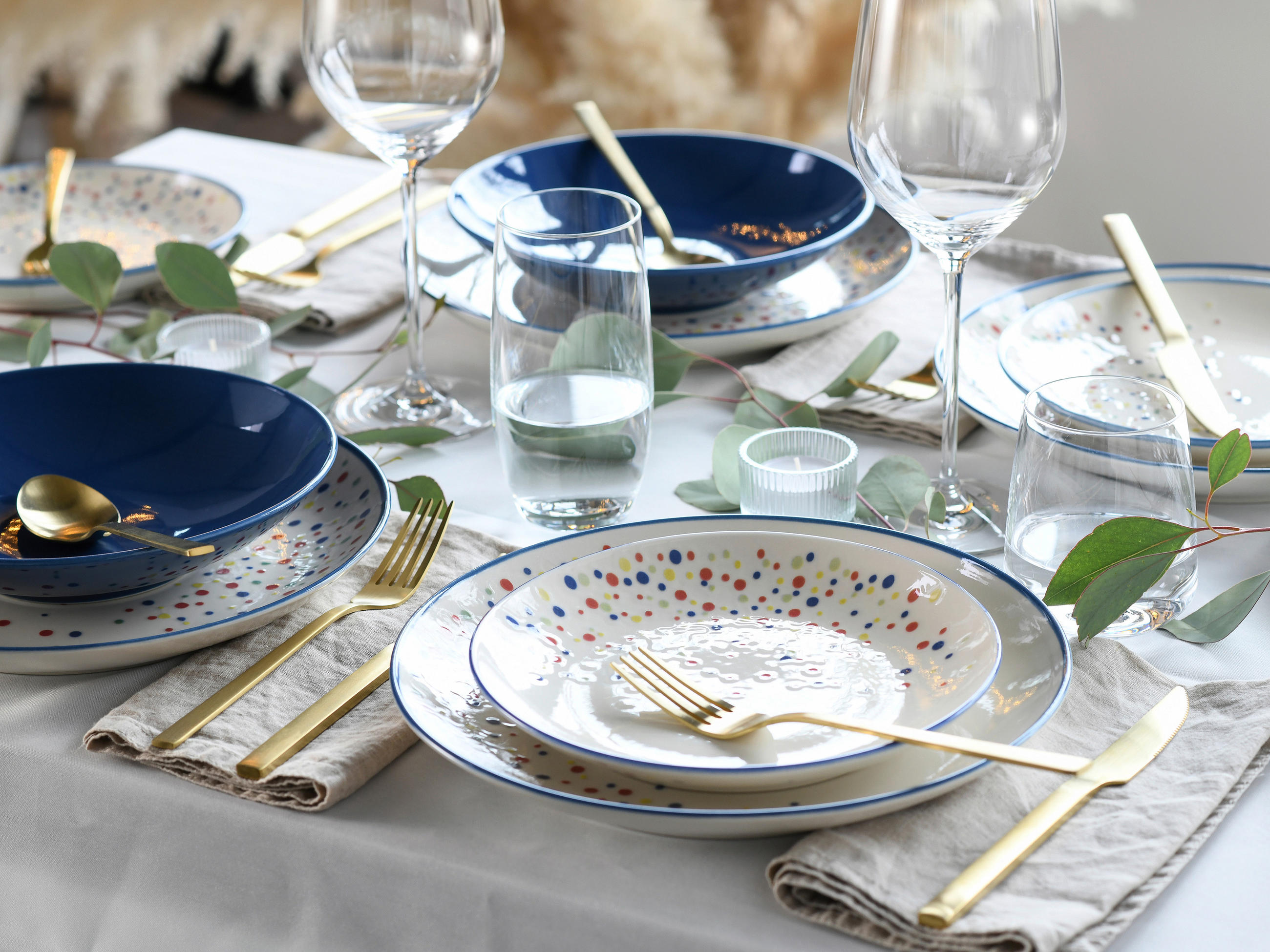 SERVIS Joy Blau-bunt 12 delar  - blå/cremefärgad, Basics, keramik - Creatable