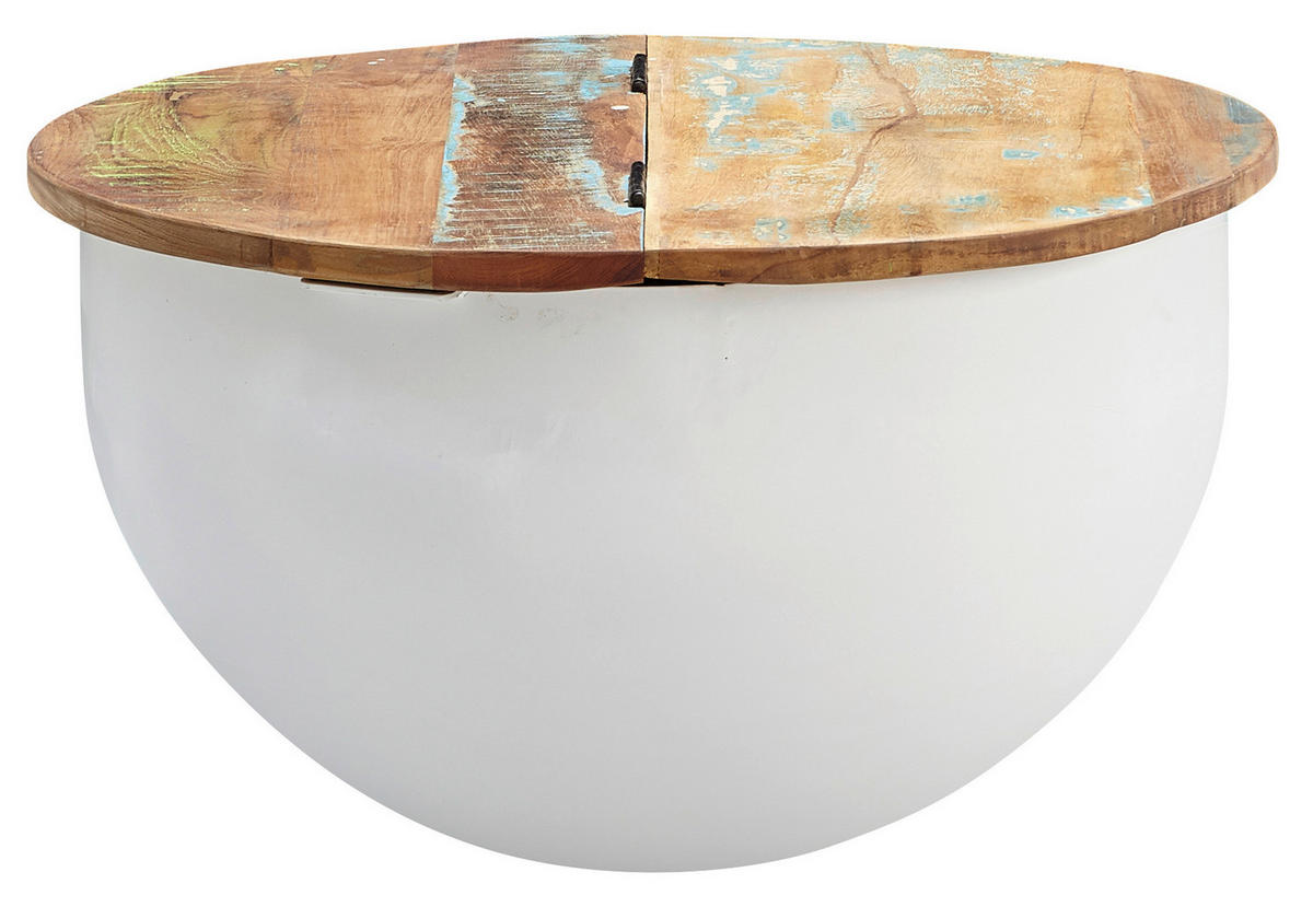 KLUBSKA MIZA, rjava, bela  - bela/rjava, Moderno, kovina/les (60/60/34cm) - MID.YOU