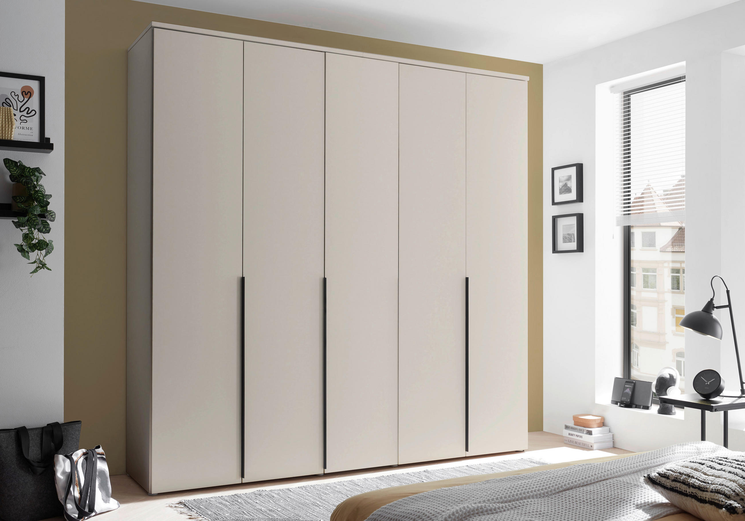 DREHTÜRENSCHRANK 225/225/52 cm 5-türig Kaschmir  - Kaschmir/Schwarz, MODERN, Holzwerkstoff/Kunststoff (225/225/52cm) - MID.YOU