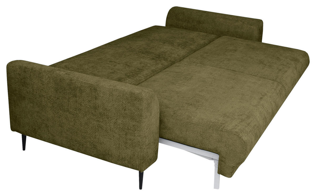SCHLAFSOFA  mit Liegefunktion, Schlafen auf Sitzhöhe, Rücken echt Chenille Grün  - Schwarz/Grün, KONVENTIONELL, Textil/Metall (235/90/104cm) - Carryhome