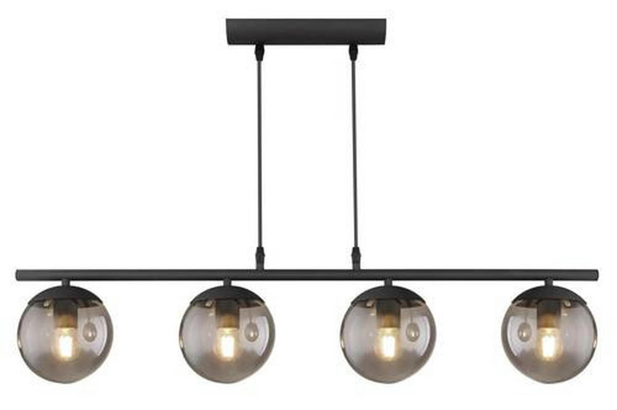 HÄNGELEUCHTE BLAMA 90/15/120 cm   - Schwarz, Design, Glas/Metall (90/15/120cm) - Globo