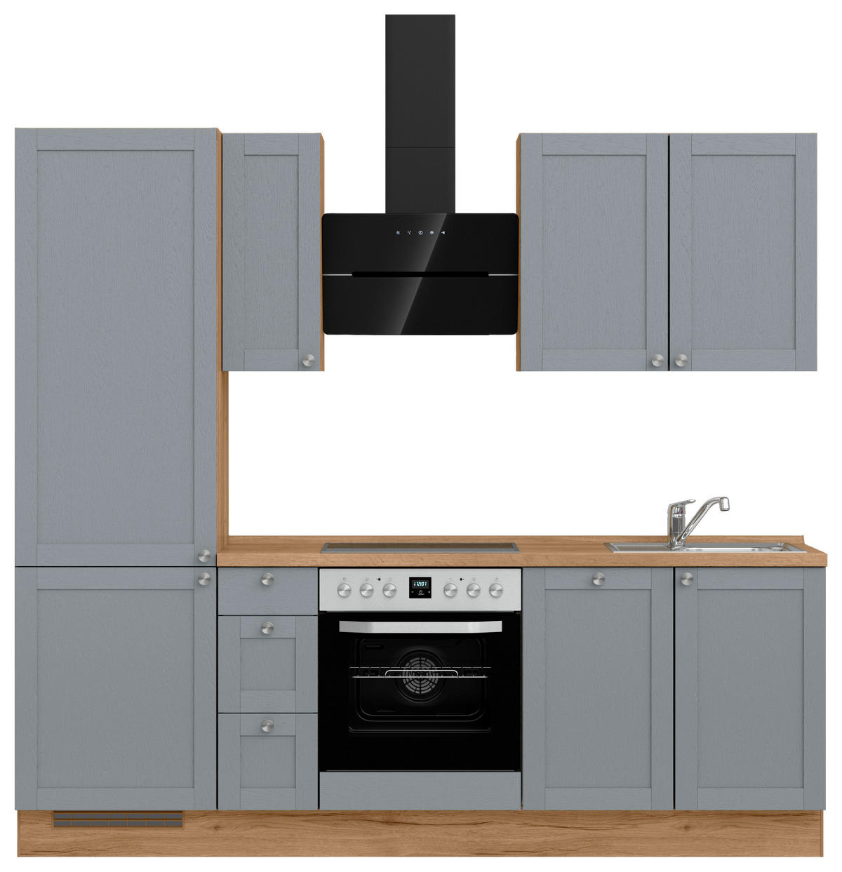 KÜCHENBLOCK Frame 240 cm  in Eichefarben, Blaugrau  - Eichefarben/Blaugrau, MODERN, Holzwerkstoff/Metall (240cm) - Nobilia