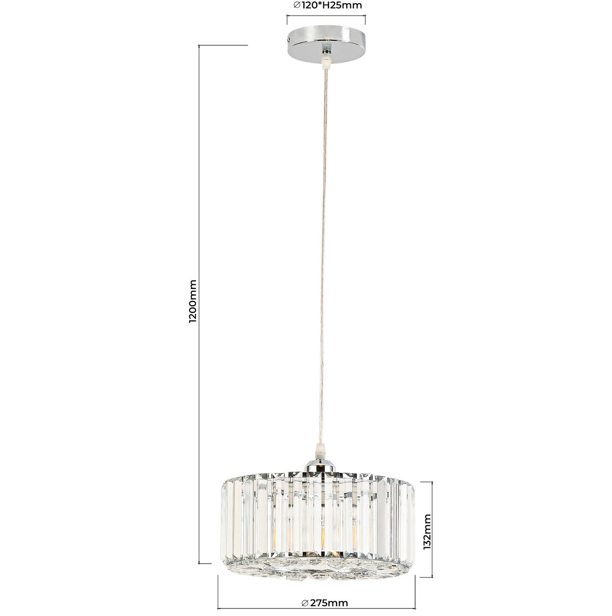 HÄNGELEUCHTE  - Chromfarben, Design, Glas (120/27.5/27.5cm)