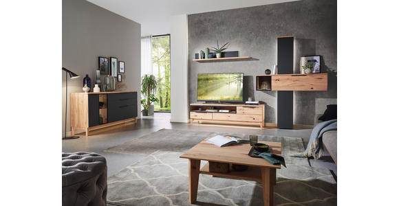 WOHNWAND in Anthrazit, Buchefarben - Anthrazit/Buchefarben, MODERN, Glas/Holz (300/213/56cm) - Valnatura