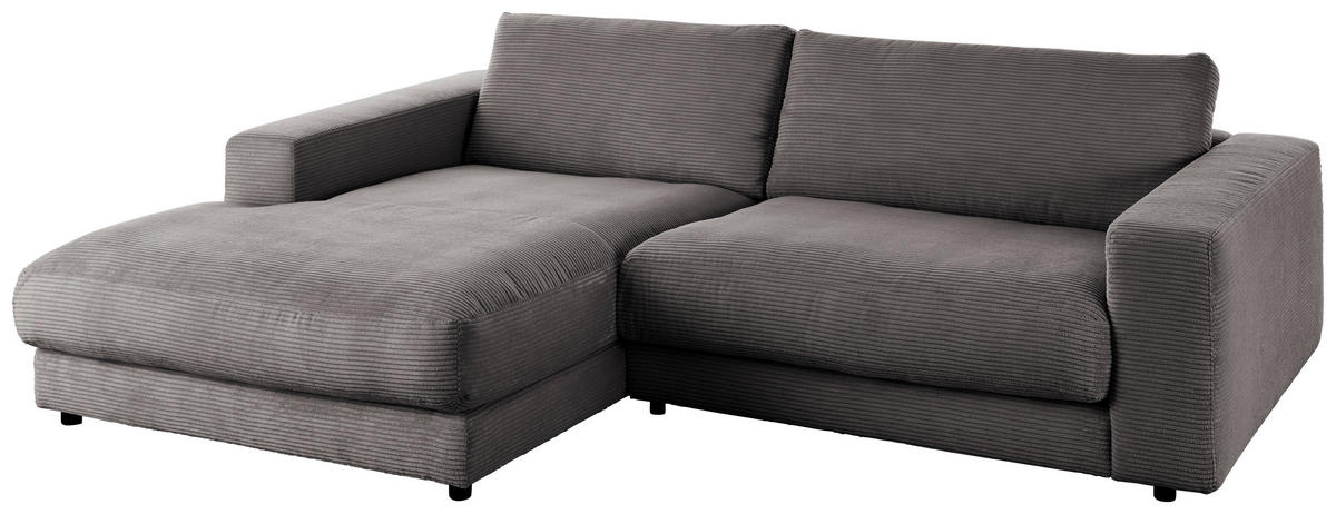 ECKSOFA in Cord Dunkelgrau  190/270 cm  - Dunkelgrau/Schwarz, Design, Kunststoff/Textil (190/270cm) - Lomoco