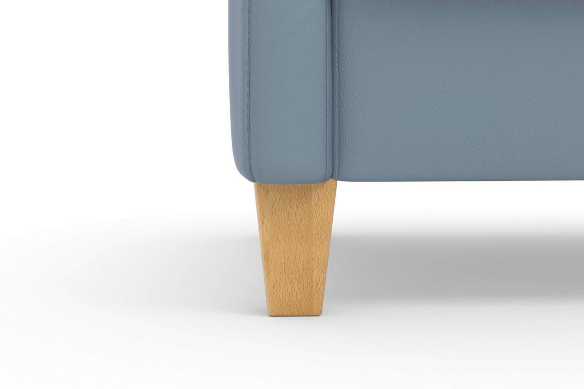 SESSEL in Echtleder Graublau  - Graublau/Eichefarben, Basics, Leder/Holz (70/93/75cm) - Sit & More