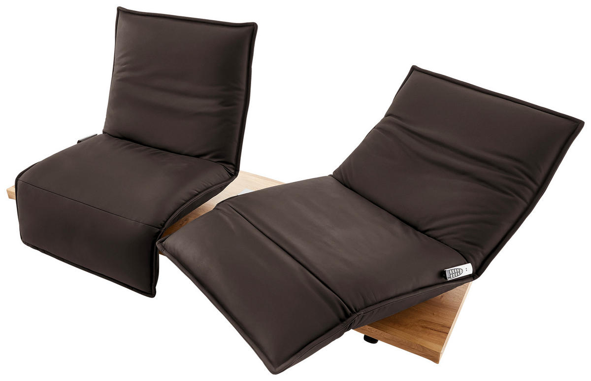 2-SITZER-SOFA in Leder Braun  - Eichefarben/Schwarz, Natur, Leder/Holz (240/63/115cm) - Koinor