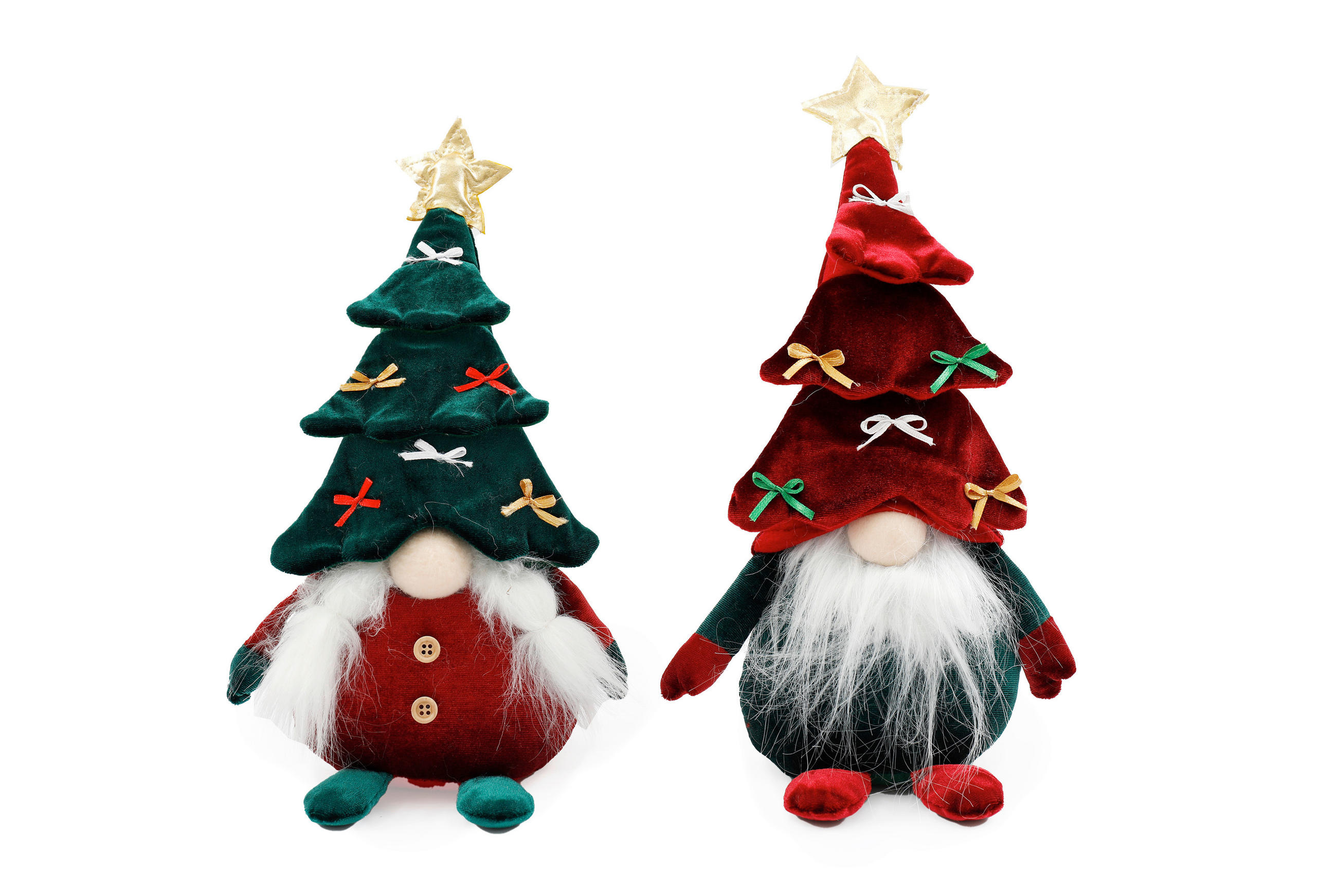 Figurină De Crăciun - alb/verde, Basics, textil/piatră (18/31/11cm)