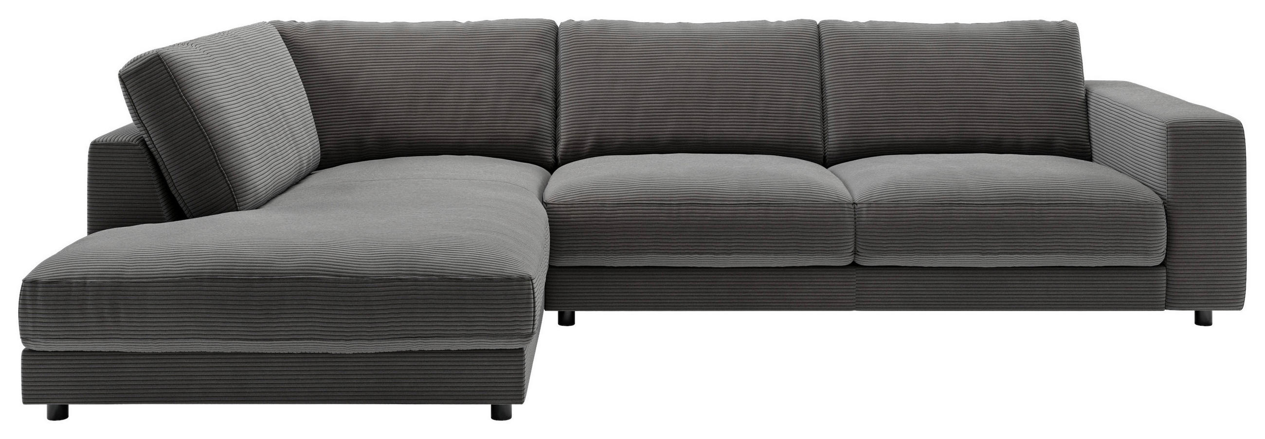 ECKSOFA in Cord Dunkelgrau  224/325 cm  - Dunkelgrau/Schwarz, Design, Kunststoff/Textil (224/325cm) - Pure Home Lifestyle