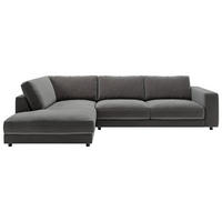 ECKSOFA in Cord Dunkelgrau  224/325 cm  - Dunkelgrau/Schwarz, Design, Kunststoff/Textil (224/325cm) - Pure Home Lifestyle