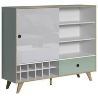 HIGHBOARD  in 145/118/40 cm  - Eichefarben/Weiß Hochglanz, MODERN, Holzwerkstoff/Kunststoff (145/118/40cm) - Boxxx