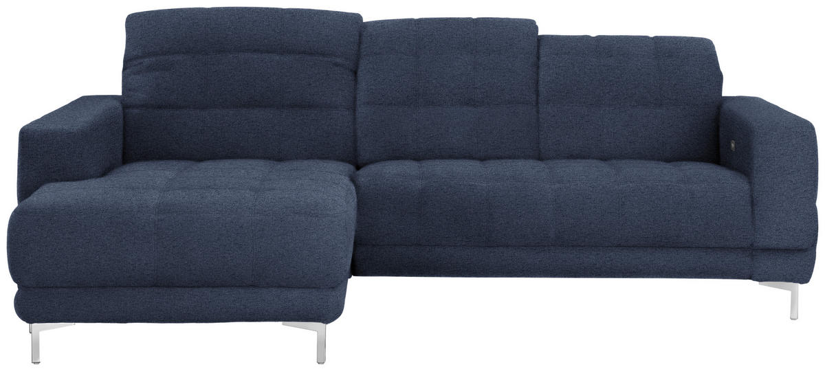 ECKSOFA in Webstoff Dunkelblau  - Chromfarben/Dunkelblau, Design, Textil/Metall (187/260cm) - Xora