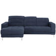 ECKSOFA in Webstoff Dunkelblau  187/260 cm  - Chromfarben/Dunkelblau, Design, Textil/Metall (187/260cm) - Xora