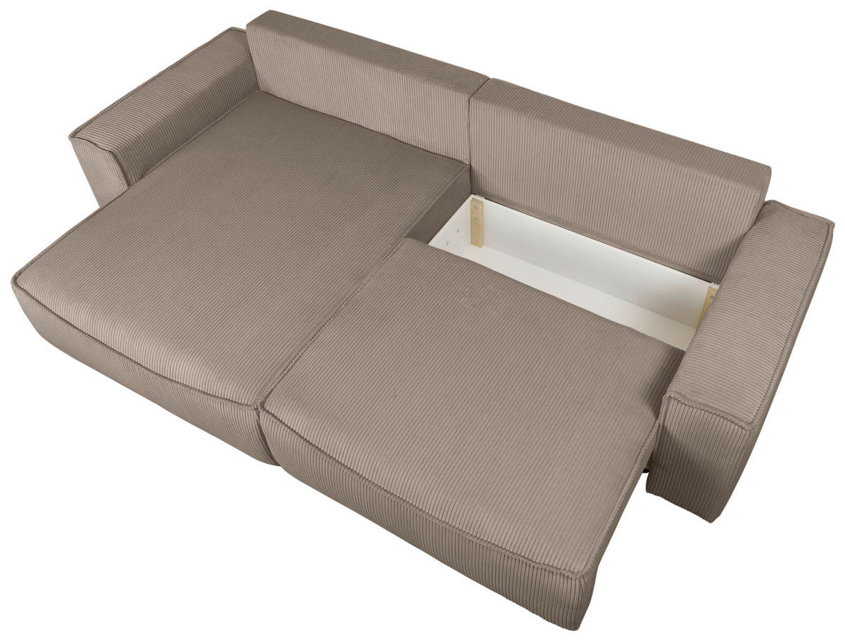 ECKSOFA Taupe Cord  - Taupe/Schwarz, KONVENTIONELL, Kunststoff/Textil (148/265cm) - Carryhome