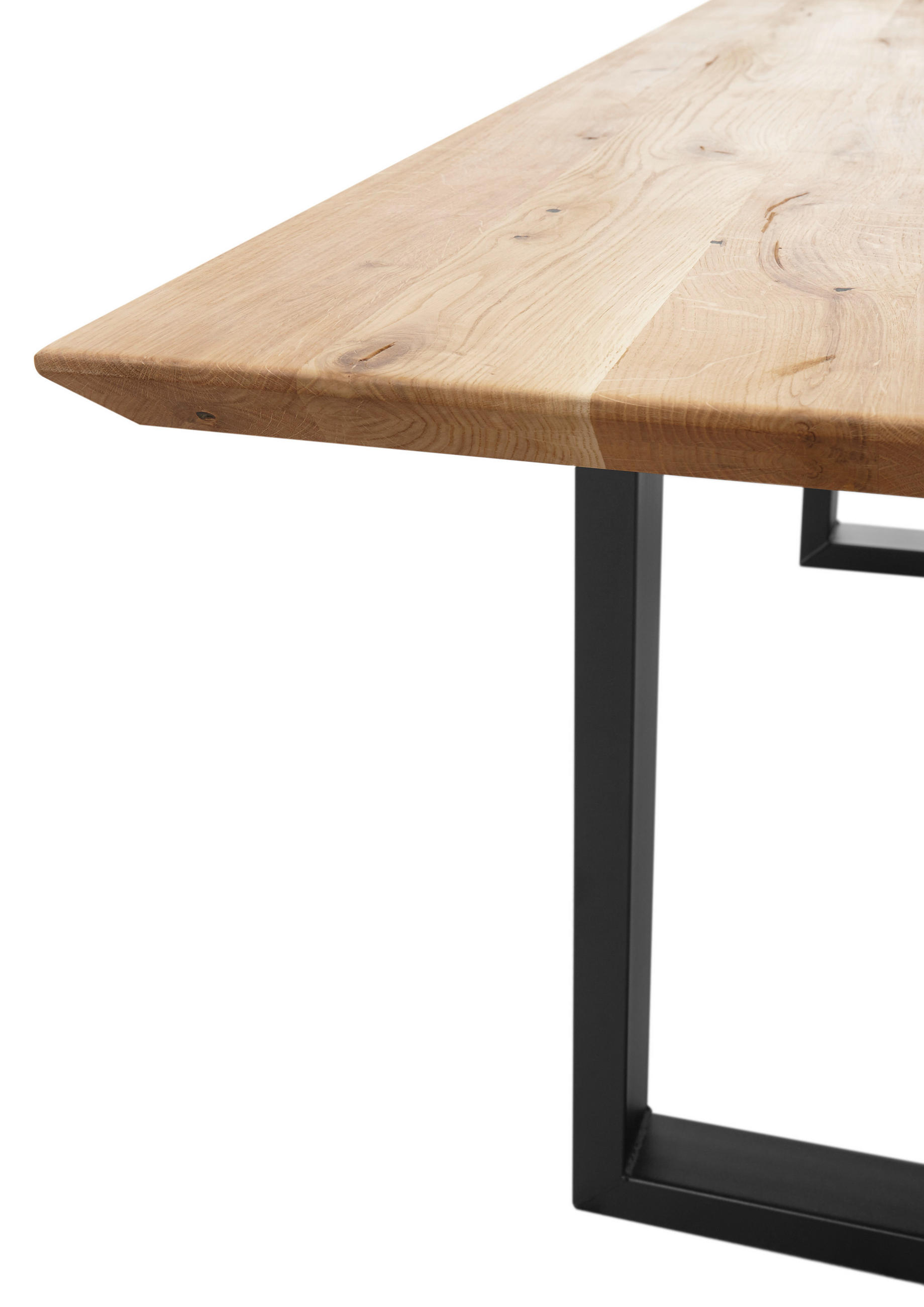 ESSTISCH Eiche massiv Schwarz, Eichefarben  - Eichefarben/Schwarz, KONVENTIONELL, Holz/Metall (220/100/77cm) - Livetastic