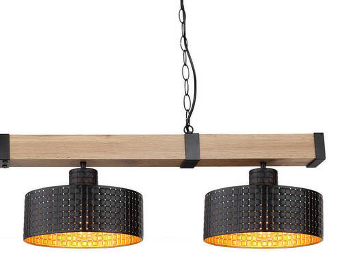 HÄNGLAMPA Rielly 140/25/120 cm  - svart/mörkbrun, Natur, metall/trämaterial (140/25/120cm) - Globo