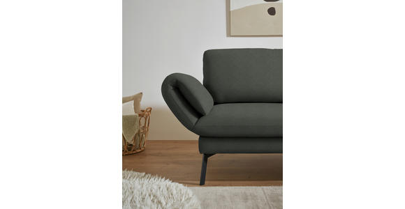 ECKSOFA  in Flachgewebe Grün Armteilverstellung, Relaxfunktion, Drehsitzfunktion  255-365/175-224 cm  - Schwarz/Grün, Design, Textil/Metall (255-365/175-224cm) - Dieter Knoll