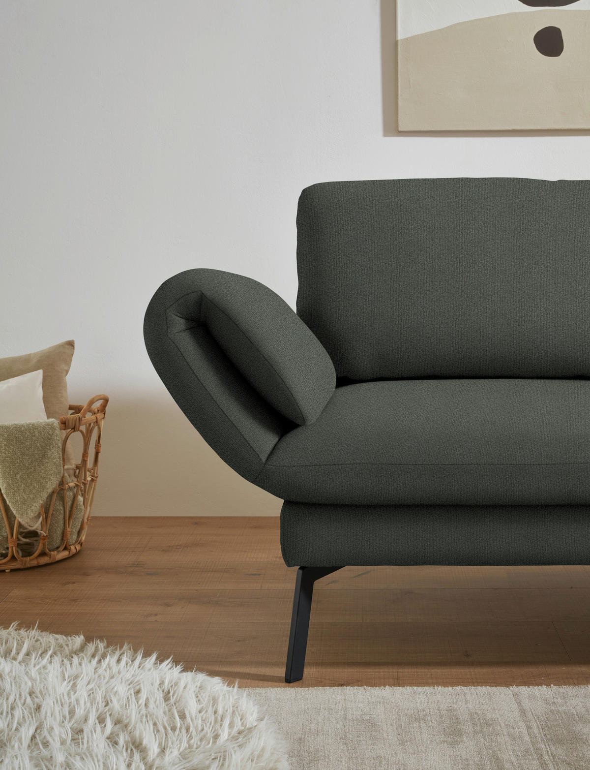 ECKSOFA  in Flachgewebe Grün  255-365/175-224 cm  - Schwarz/Grün, Design, Textil/Metall (255-365/175-224cm) - Dieter Knoll