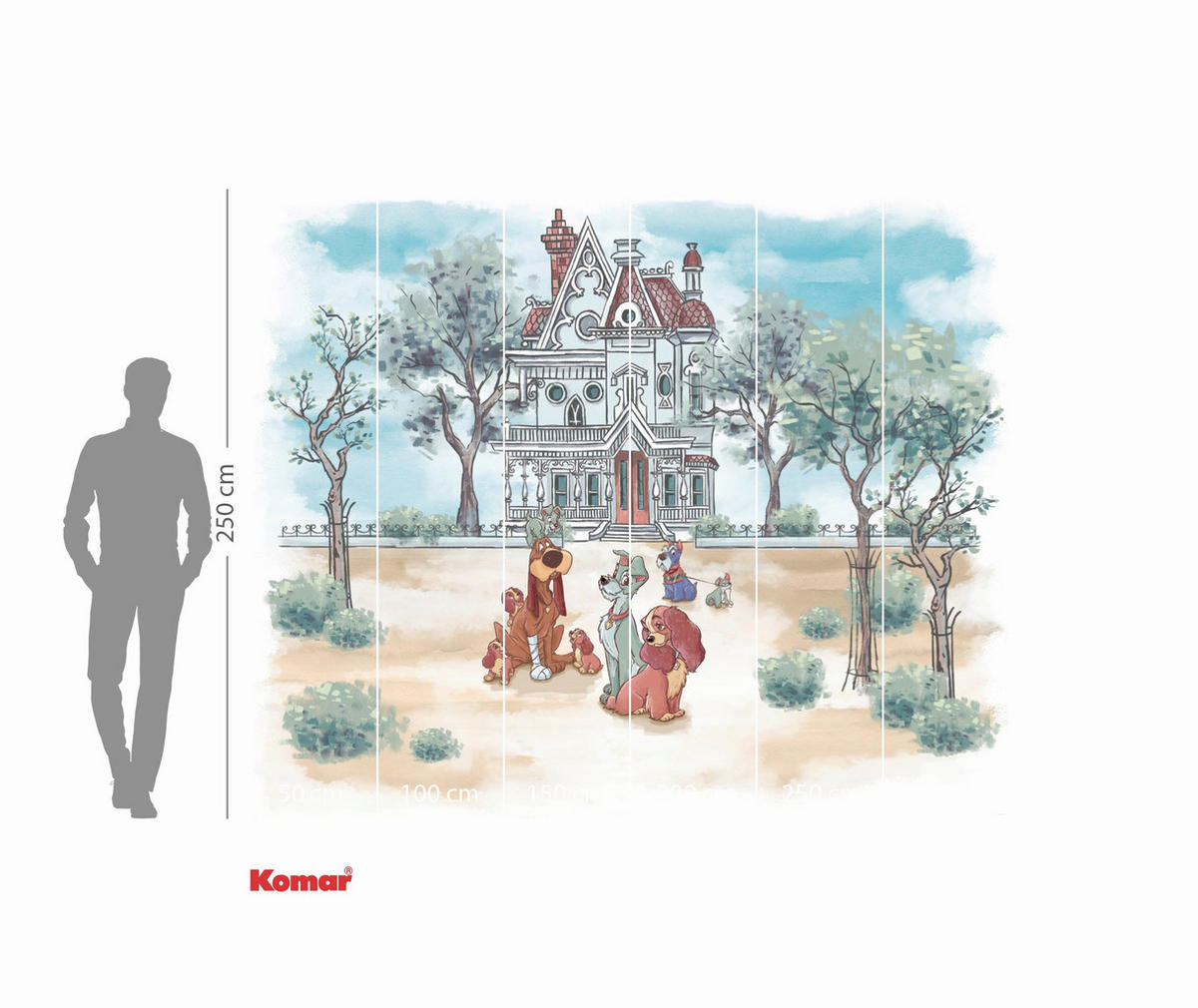 FOTOTAPETE LADY AND THE TRAMP  - Naturfarben, Design, Textil (300/250cm) - Disney