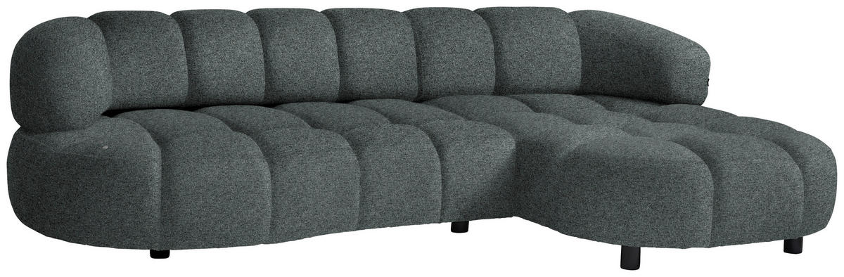 ECKSOFA Dunkelgrau Webstoff  - Dunkelgrau/Schwarz, Design, Holz/Textil (284/183cm) - Welnova