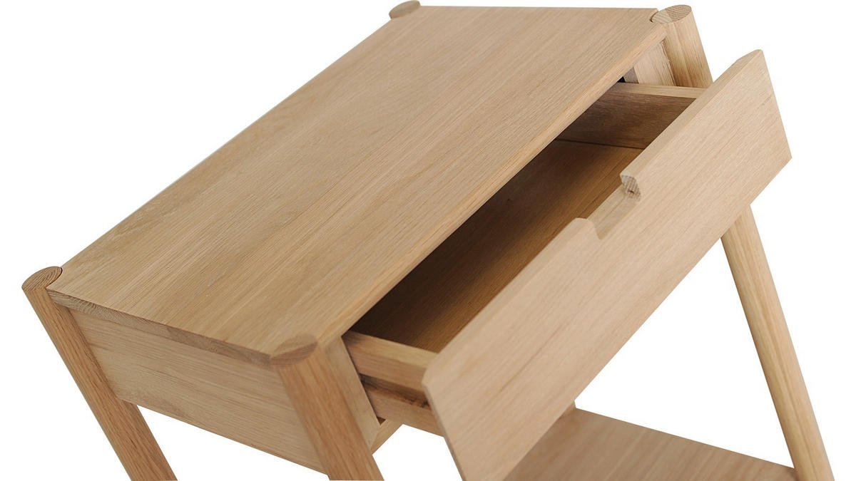 SÄNGBORD i ek vit, ekfärgad  - vit/ekfärgad, trä (42/70/30cm) - Best Price