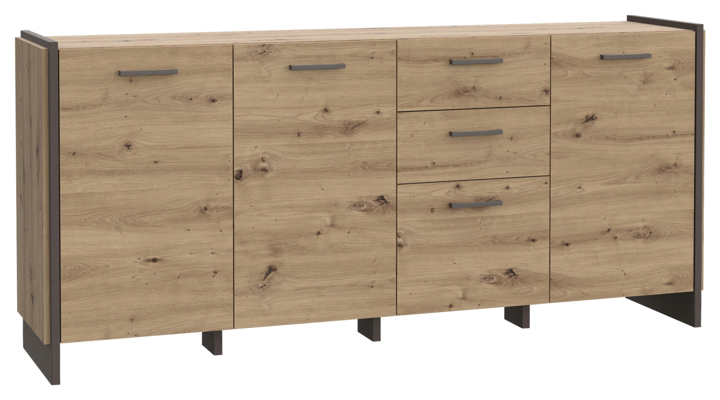 SIDEBOARD  186,5/86,1/41,3 cm 2 Schublade(n)  - Eiche Artisan/Grau, MODERN, Holzwerkstoff/Kunststoff (186,5/86,1/41,3cm) - Hom`in