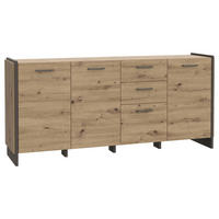 SIDEBOARD  186,5/86,1/41,3 cm 2 Schublade(n)  - Eiche Artisan/Grau, MODERN, Holzwerkstoff/Kunststoff (186,5/86,1/41,3cm) - Hom`in