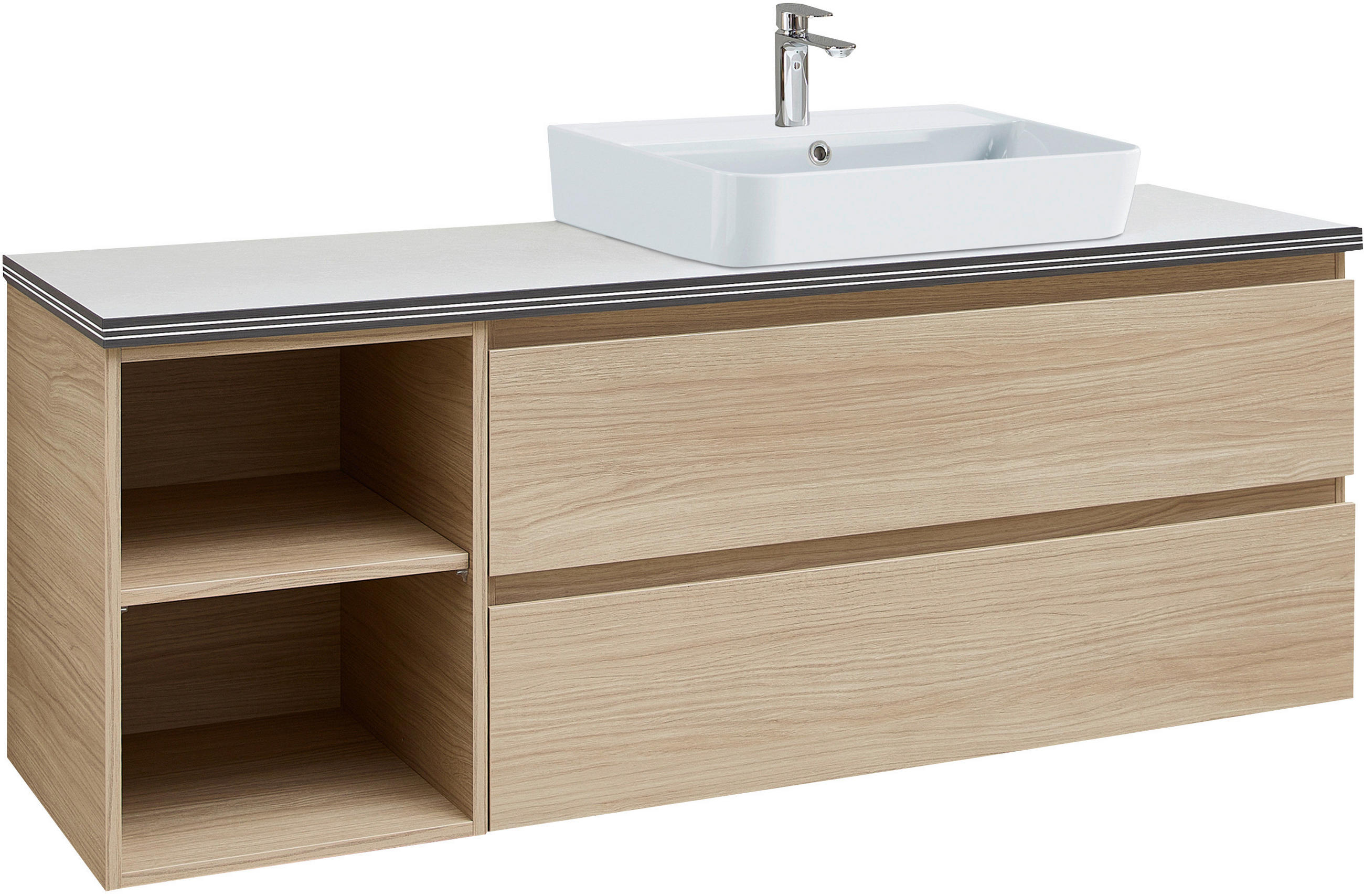WASCHTISCHKOMBI 146 cm  - Sandfarben/Eichefarben, LIFESTYLE, Keramik/Holzwerkstoff (146cm) - Sadena