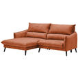 ECKSOFA in Velours Rostfarben  - Rostfarben/Schwarz, Design, Holz/Textil (170/238cm) - Carryhome