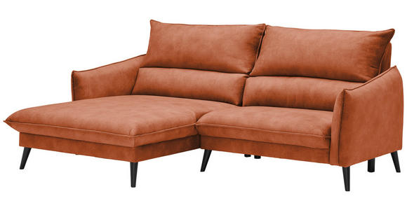 ECKSOFA in Velours Rostfarben  - Rostfarben/Schwarz, Design, Holz/Textil (170/238cm) - Carryhome