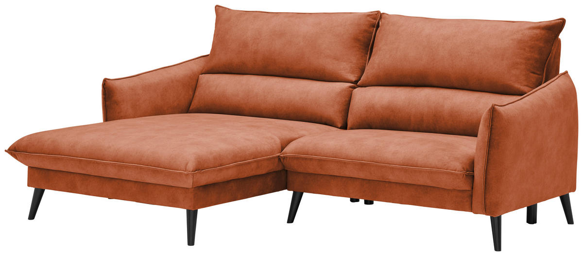 ECKSOFA Rostfarben Velours  - Rostfarben/Schwarz, Design, Holz/Textil (170/238cm) - Carryhome