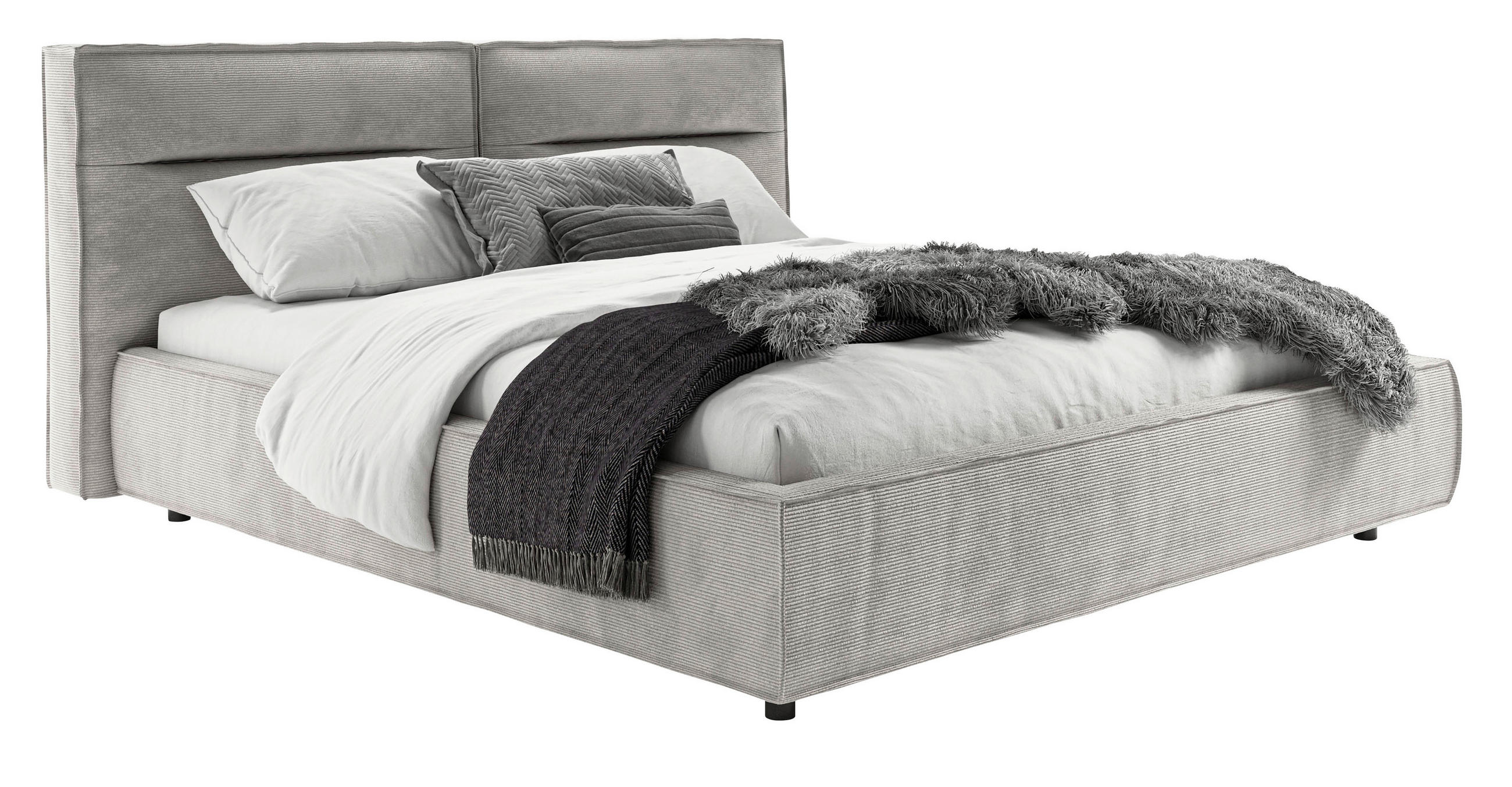 POLSTERBETT gepolstertes Kopfteil Silberfarben 160/200 cm  - Silberfarben/Schwarz, Design, Kunststoff/Textil (160/200cm) - Lomoco