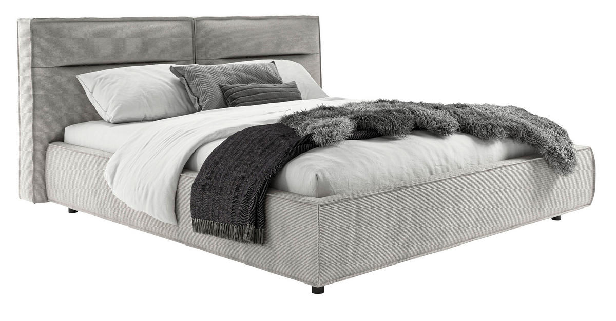 POLSTERBETT 160/200 cm, inkl. gepolstertes Kopfteil,  in Silberfarben  - Silberfarben/Schwarz, Design, Kunststoff/Textil (160/200cm) - Lomoco