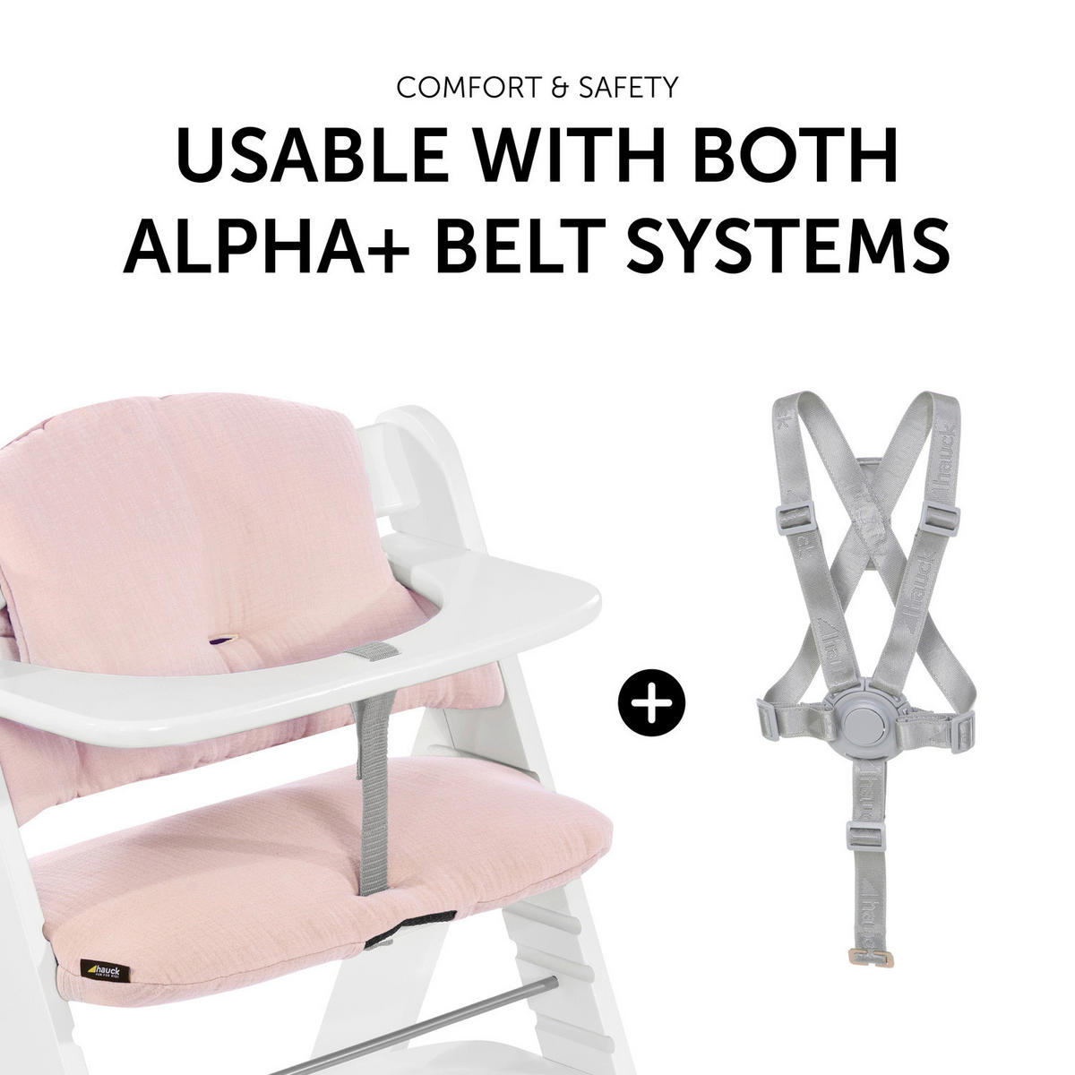 HOCHSTUHLEINLAGE HIGHCHAIRPAD SELECT  - Rosa, Basics, Textil (44/24cm) - Hauck