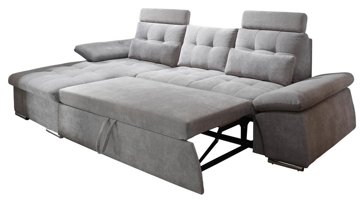 ECKSOFA Schlammfarben Mikrovelours  - Schlammfarben/Silberfarben, KONVENTIONELL, Kunststoff/Textil (170/268cm) - MID.YOU