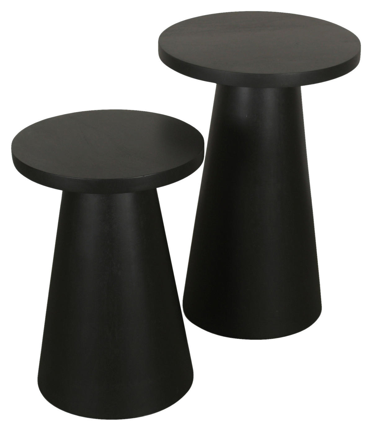 BEISTELLTISCHSET Akazie vollmassiv rund Schwarz  - Schwarz, Design, Holz (30/40/40/60/50cm) - MID.YOU