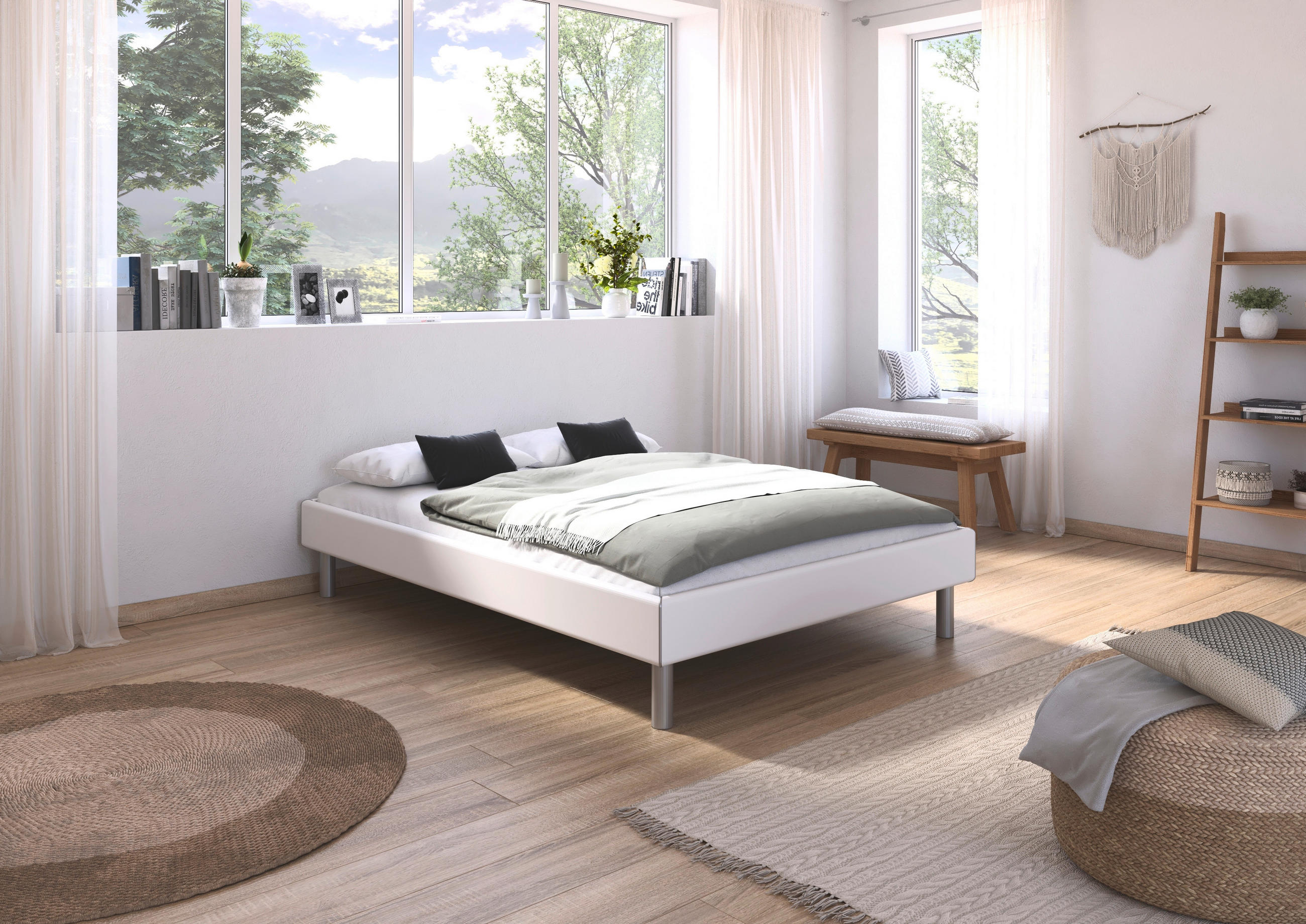 BETT 140/200 cm  in Weiß  - Alufarben/Weiß, Design, Metall (140/200cm) - Carryhome