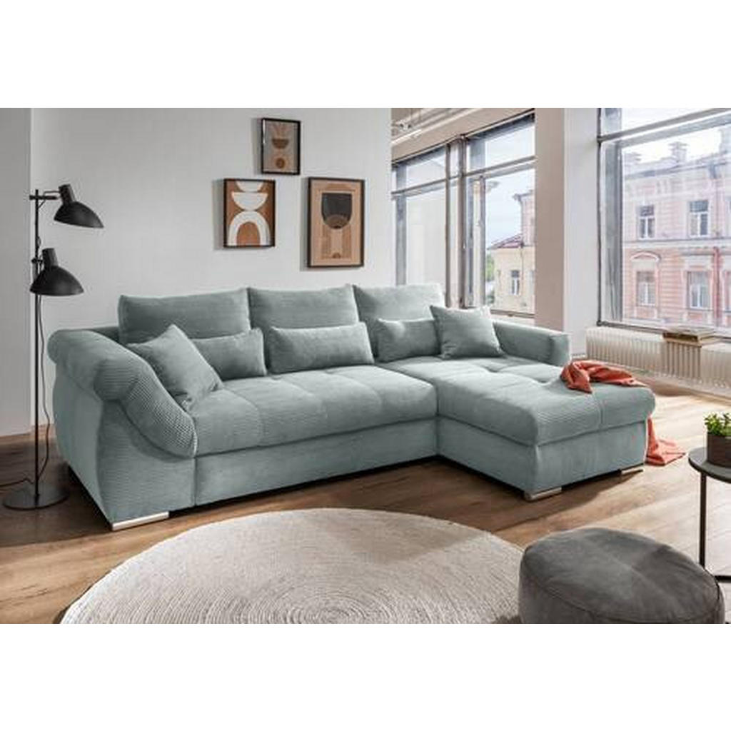 Thumbnail - Mid.you Ecksofa, Hellblau, Holz, Textil, Buche, Fichte, Kiefer, 4-Sitzer, Füllung: Schaumstoff,Schaumstoff,Schaumstoff,S...