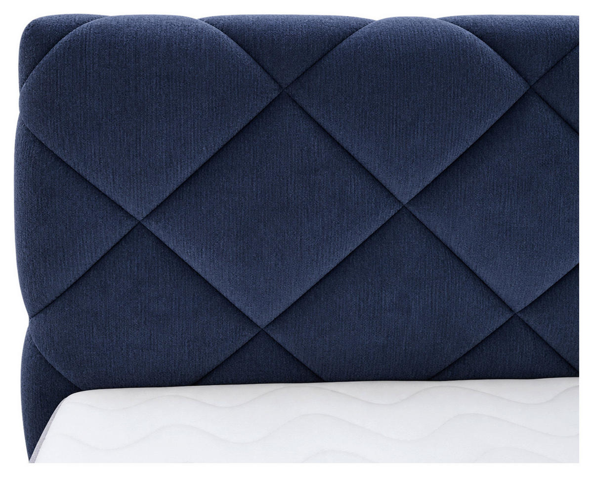 BOXBETT 180/200 cm,  in Dunkelblau, gepolstertes Kopfteil, Bettkasten, Topper, Matratzen, H3 + H3 = fest  - Schwarz/Dunkelblau, Design, Kunststoff/Textil (180/200cm) - Chameo